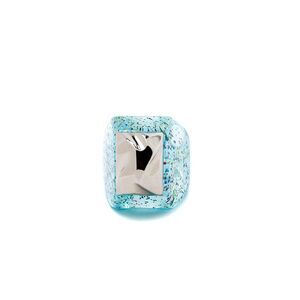 La Manso Women La Manso Woman's Mountains Silver Peak  Glittered Plastic Ring